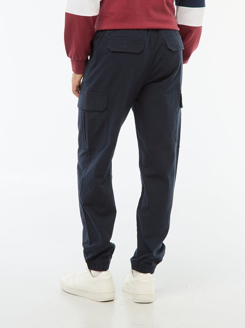 Calças lisas com vários bolsos com cós elástico - Kiabi