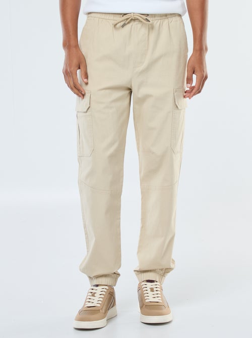 Calças lisas com vários bolsos com cós elástico - Kiabi