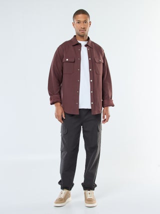 Calças lisas com vários bolsos com cós elástico