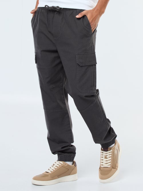 Calças lisas com vários bolsos com cós elástico - Kiabi