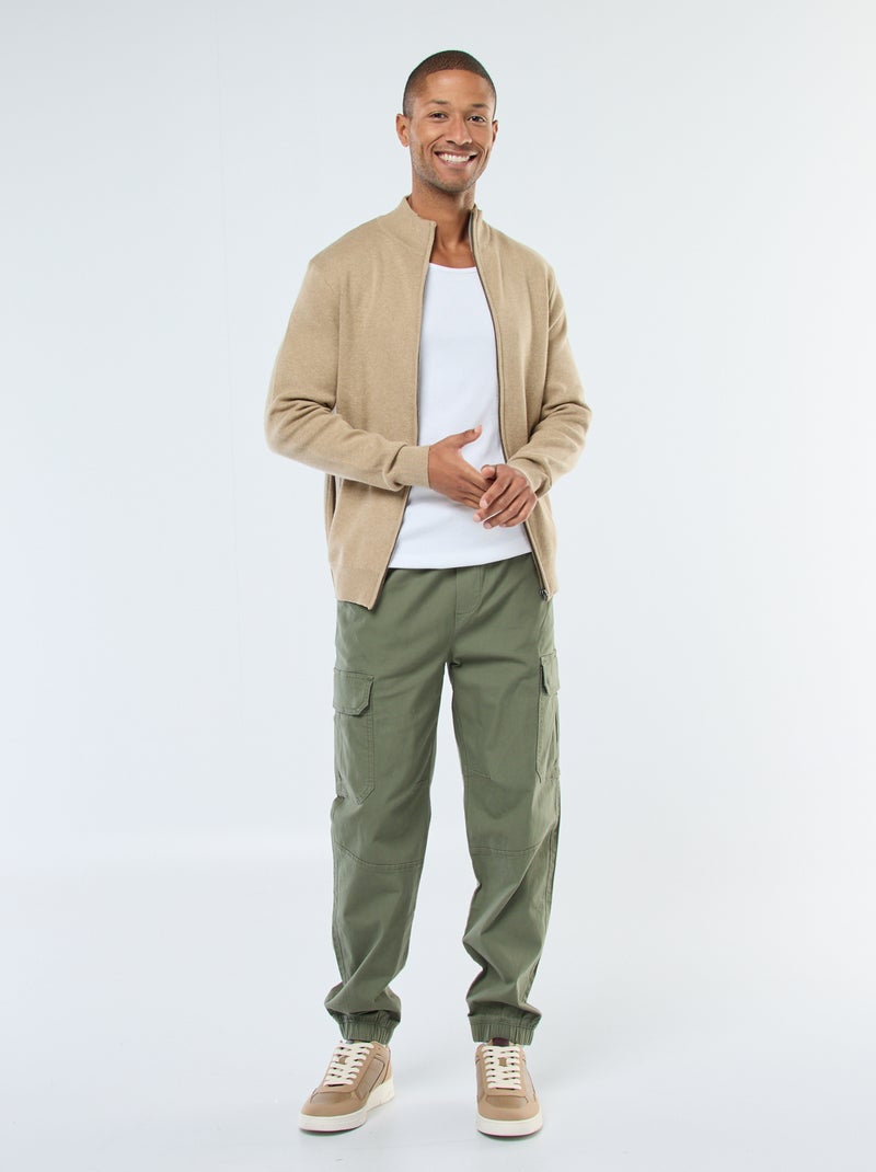 Calças lisas com vários bolsos com cós elástico Verde - Kiabi
