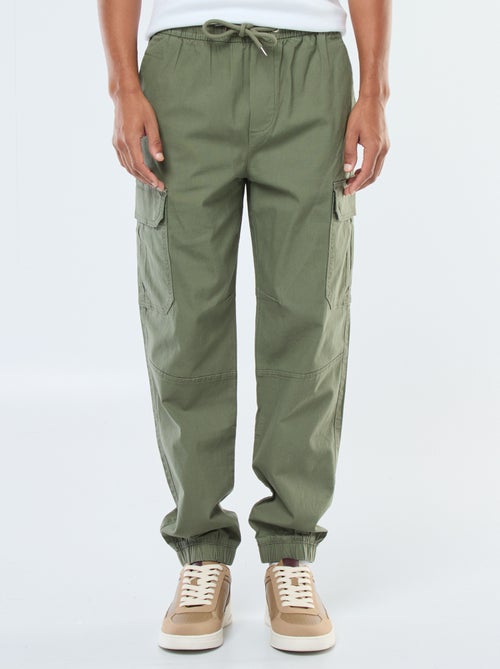 Calças lisas com vários bolsos com cós elástico - Kiabi