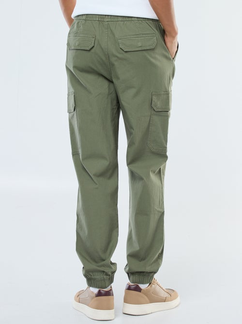 Calças lisas com vários bolsos com cós elástico - Kiabi