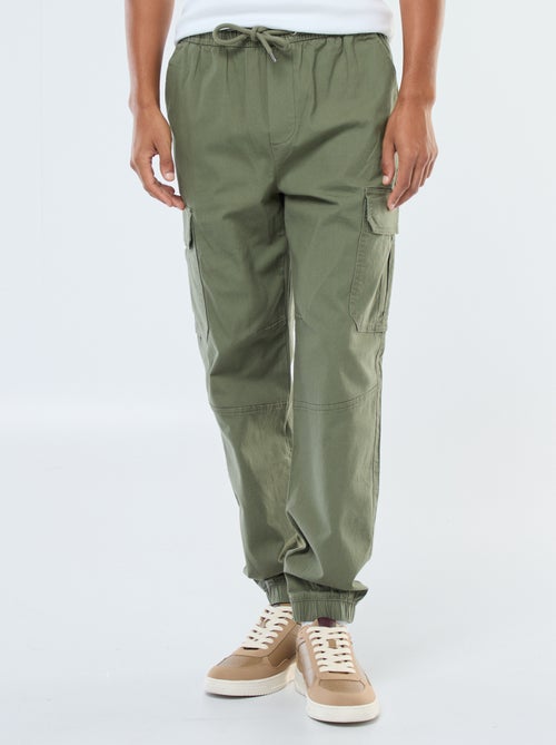 Calças lisas com vários bolsos com cós elástico - Kiabi