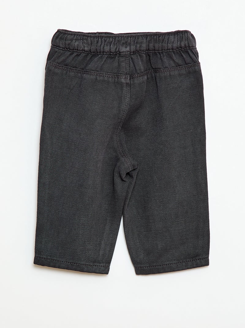 Calças lisas de material suave corte relax fit Preto - Kiabi