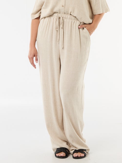 Calças lisas de mistura de linho - Kiabi