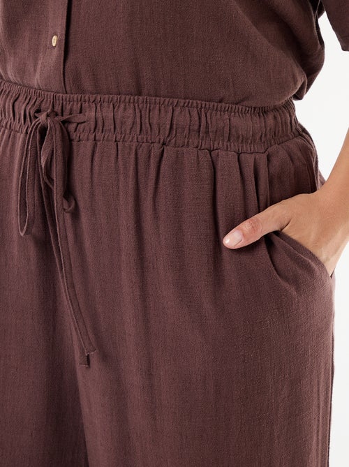 Calças lisas de mistura de linho - Kiabi