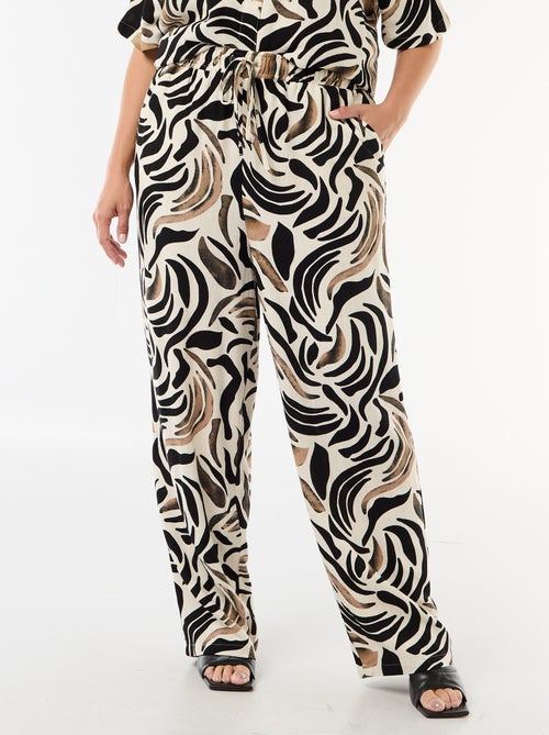 Calças lisas de mistura de linho - Kiabi