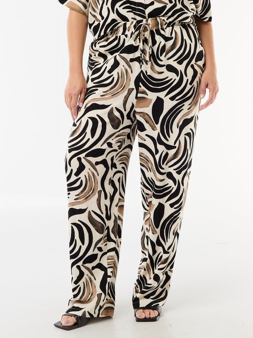 Calças lisas de mistura de linho - Kiabi