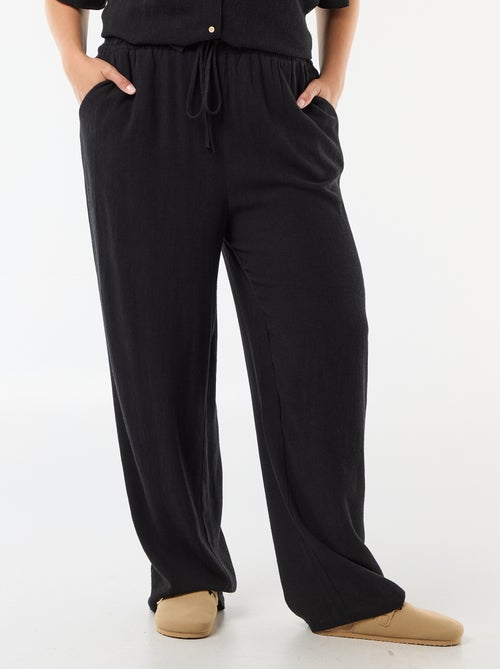 Calças lisas de mistura de linho - Kiabi