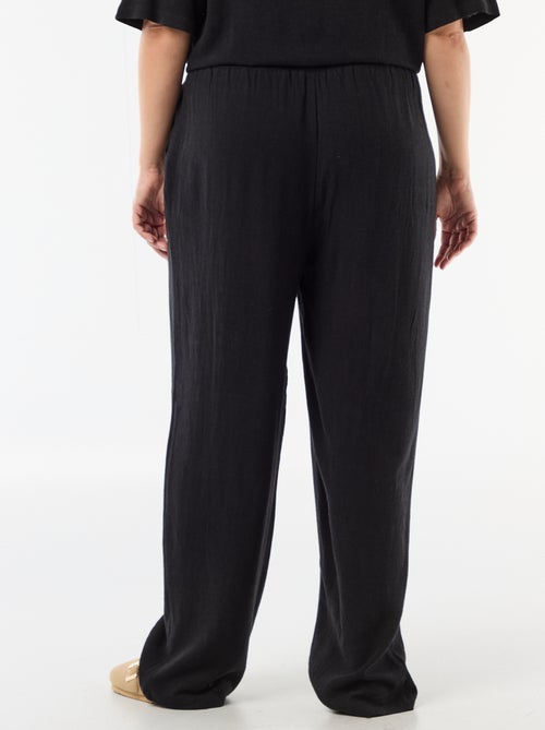 Calças lisas de mistura de linho - Kiabi