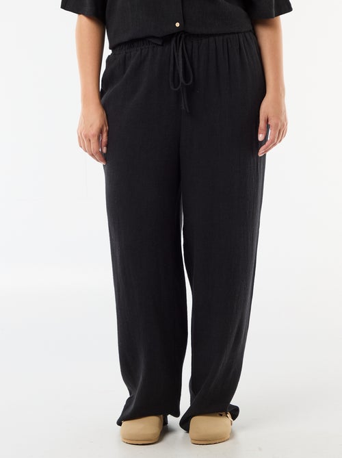 Calças lisas de mistura de linho - Kiabi