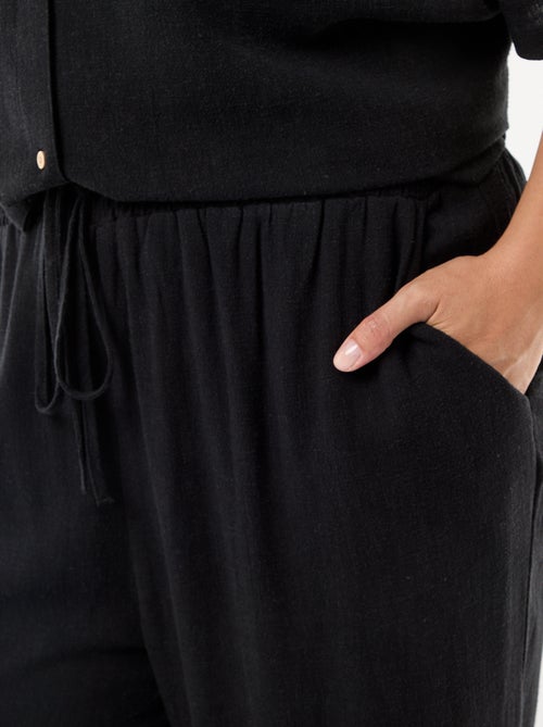 Calças lisas de mistura de linho - Kiabi