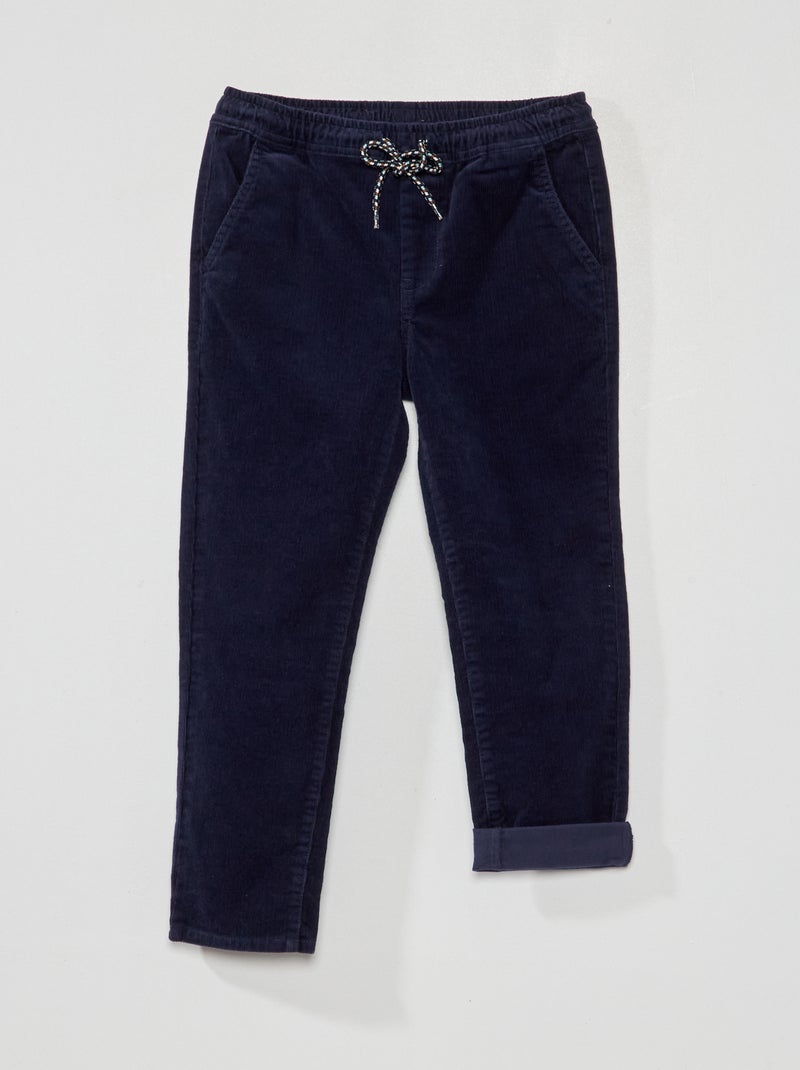 Calças lisas de veludo Azul Preto - Kiabi