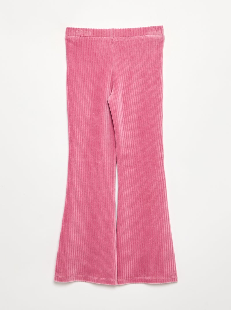 Calças lisas de veludo canelado Rosa - Kiabi