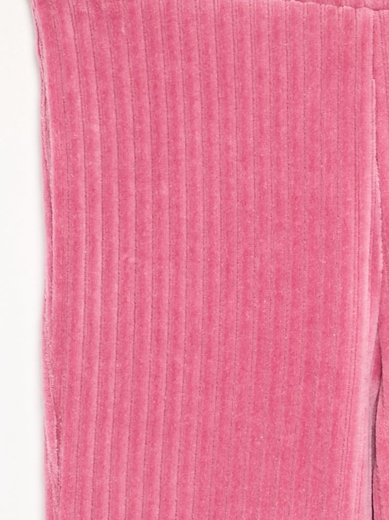 Calças lisas de veludo canelado Rosa - Kiabi