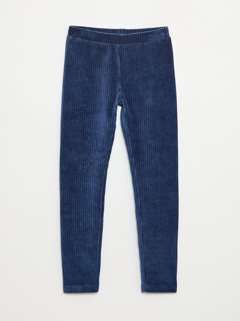 Calças lisas de veludo grosso Azul - Kiabi