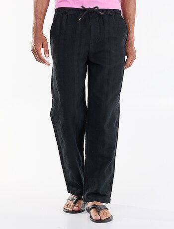 Calças lisas em tecido texturizado