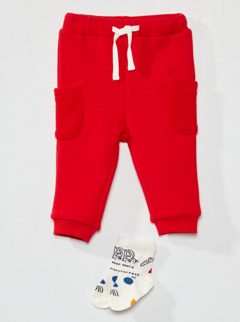 Calças loose em moletão VERMELHO - Kiabi