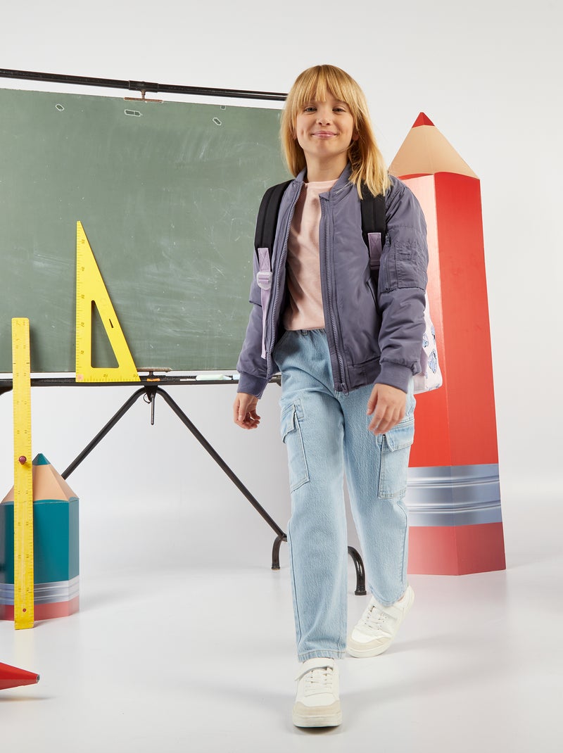 Calças mom com bolsos com aba AZUL - Kiabi