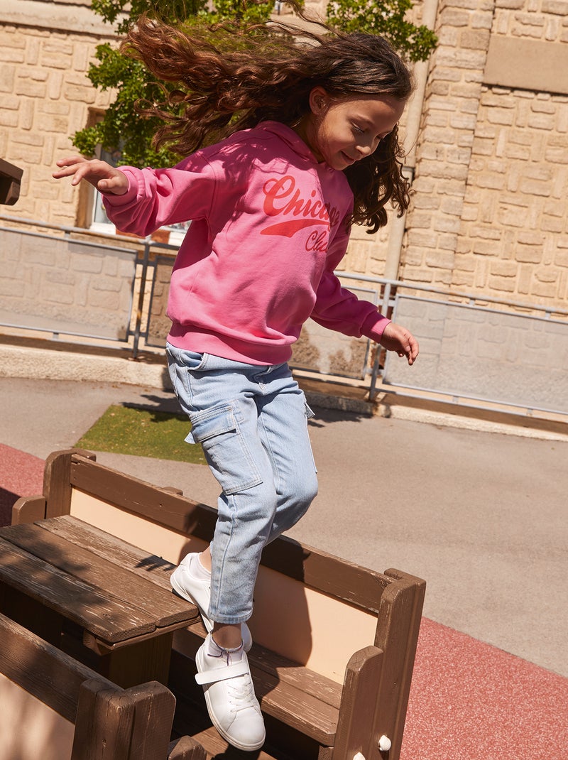 Calças mom com bolsos com aba AZUL - Kiabi