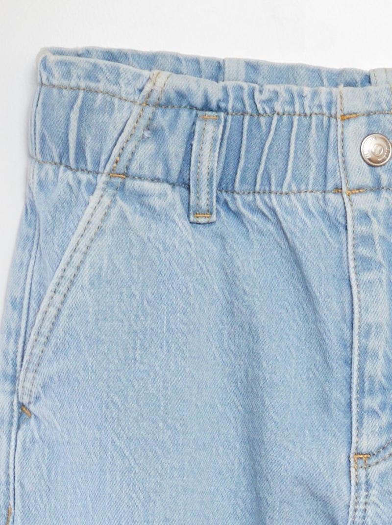 Calças mom com bolsos com aba AZUL - Kiabi