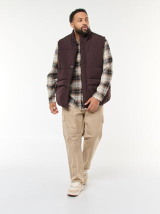 Calças multi-bolsos lisas com passadeira para cinto