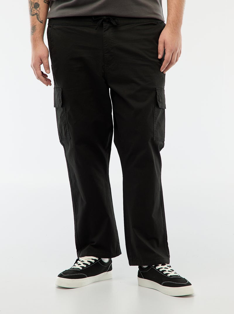 Calças multibolsos de corte direito / regular fit Preto - Kiabi