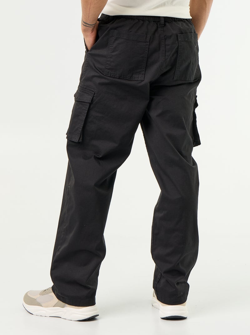 Calças multibolsos de corte regular Preto - Kiabi
