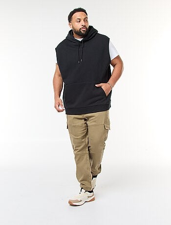 Calças multibolsos lisas com cintura elástica