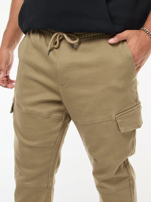 Calças multibolsos lisas com cintura elástica - Kiabi