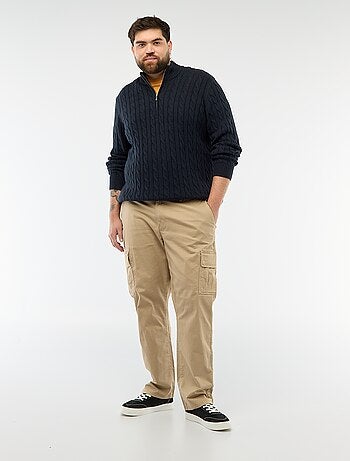 Calças multibolsos lisas com passadeira para cinto