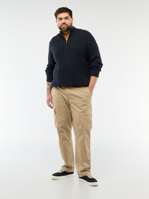 Calças multibolsos lisas com presilha para cinto - Kiabi