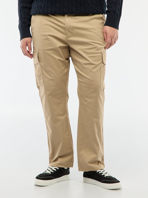 Calças multibolsos lisas com presilha para cinto - Kiabi