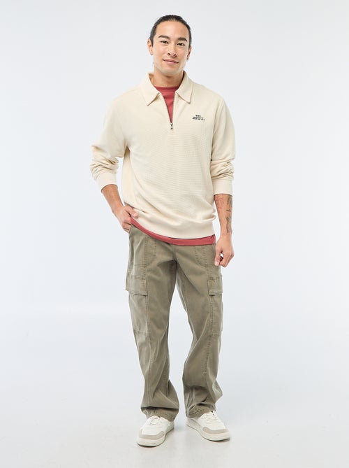 Calças multibolsos lisas corte direito / Regular Fit - Kiabi