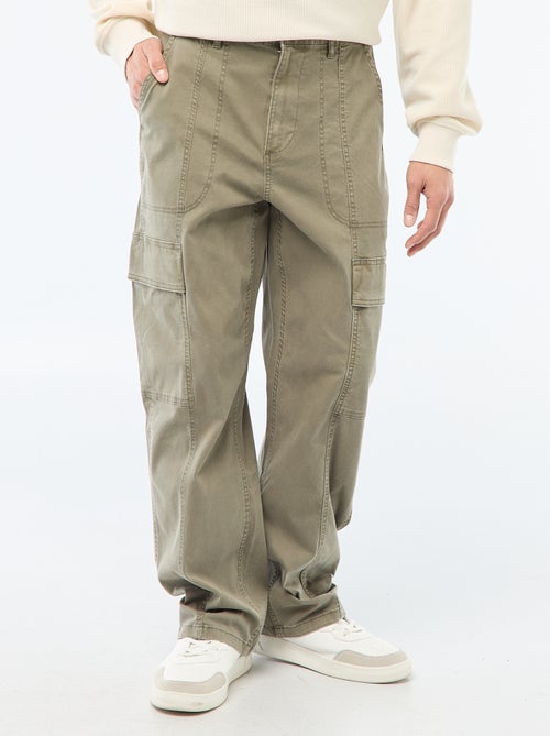 Calças multibolsos lisas corte direito / Regular Fit - Kiabi