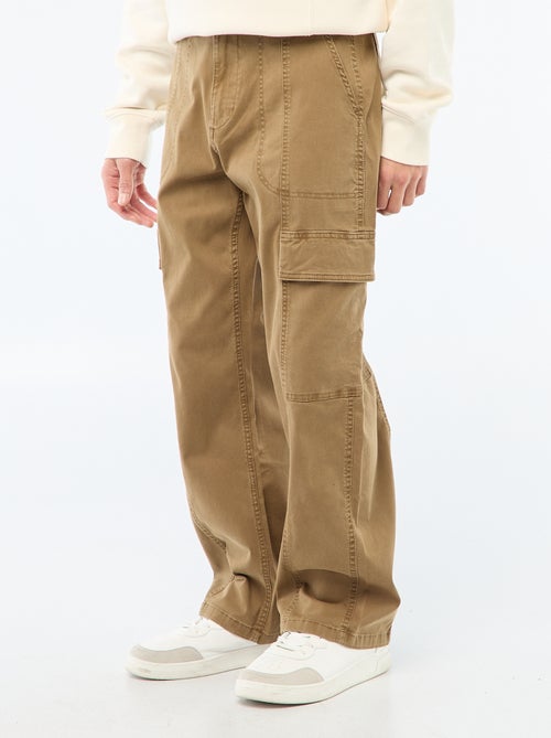 Calças multibolsos lisas corte direito / Regular Fit - Kiabi