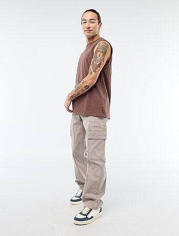 Calças multibolsos lisas corte direito / Regular Fit