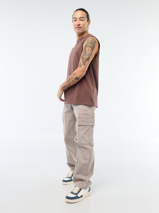 Calças multibolsos lisas corte direito / Regular Fit