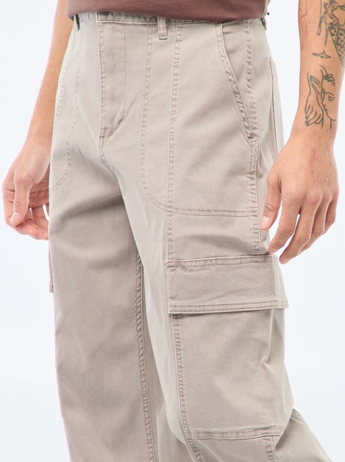 Calças multibolsos lisas corte direito / Regular Fit - Kiabi