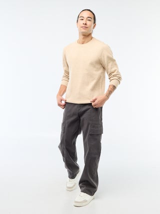 Calças multibolsos lisas corte direito / Regular Fit