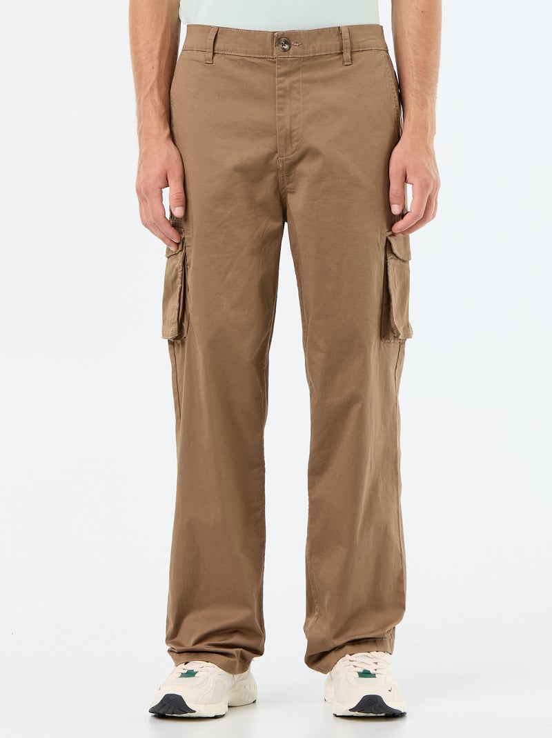 Calças multipocket relaxed fit Castanho - Kiabi
