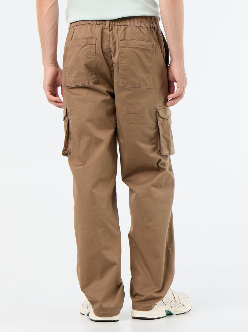 Calças multipocket relaxed fit Castanho - Kiabi