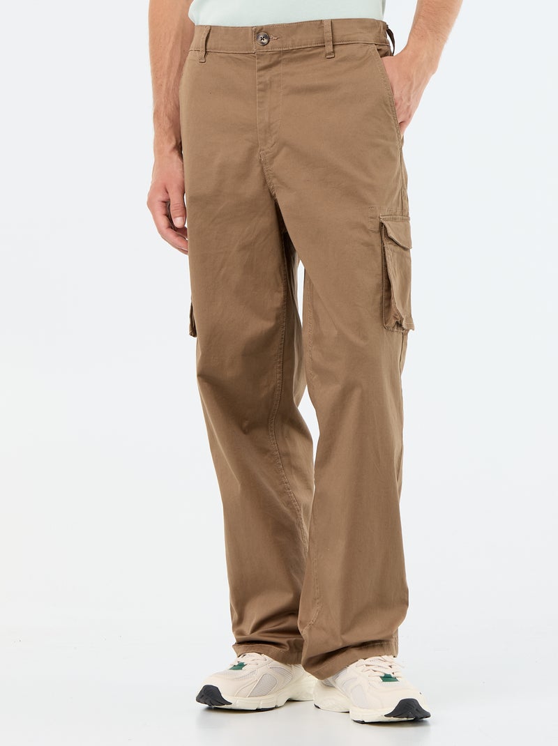 Calças multipocket relaxed fit Castanho - Kiabi