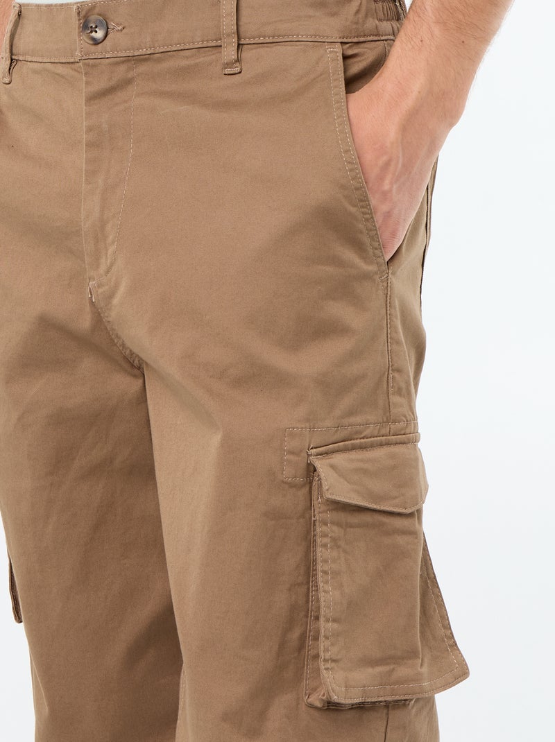 Calças multipocket relaxed fit Castanho - Kiabi