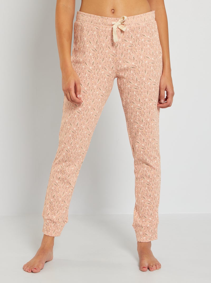 Calças nervuradas estampadas ROSA - Kiabi