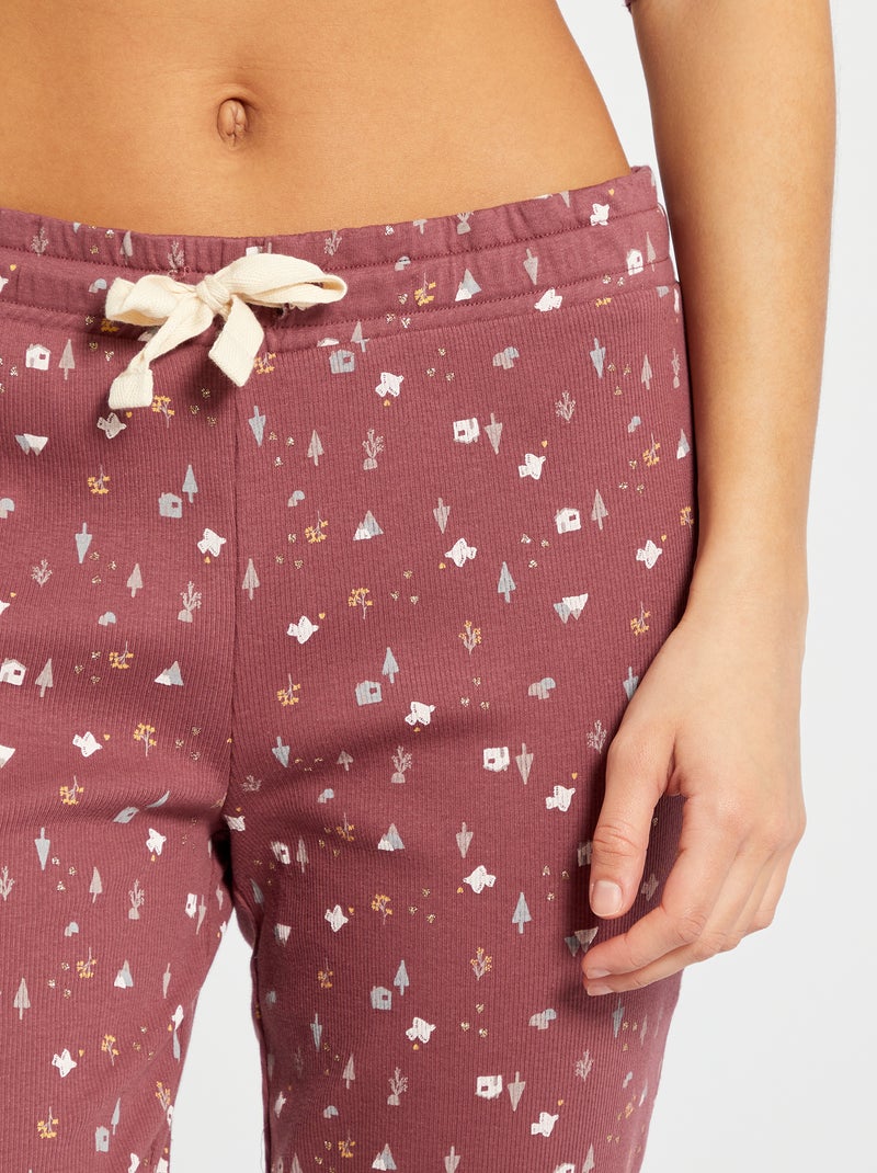 Calças nervuradas estampadas Vermelho - Kiabi