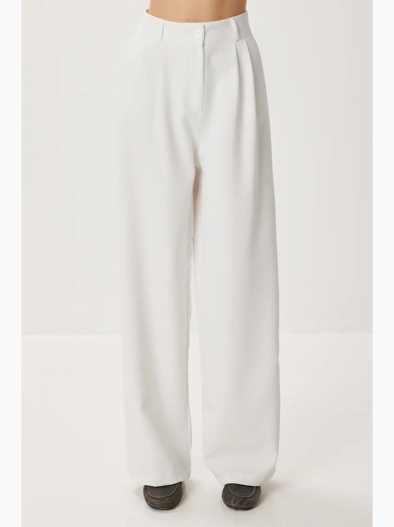 Calças palazzo com bolsos istanbul Branco - Kiabi