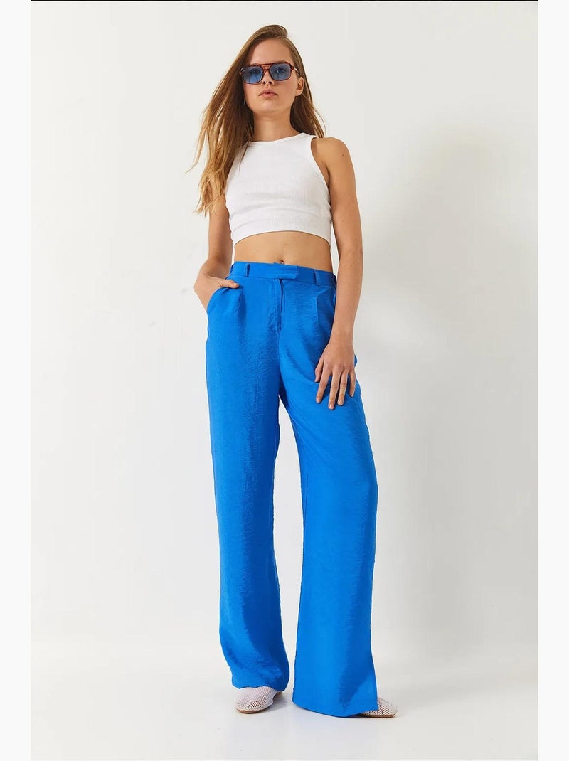 Calças palazzo com bolsos lucci Azul-elétrico - Kiabi