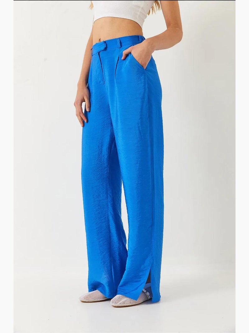Calças palazzo com bolsos lucci Azul-elétrico - Kiabi